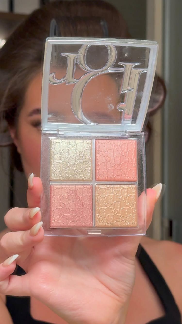 29 Trendy Gift Ideas for Her: The 2026 Gift Guide 12 Dior makeup palette with four shimmering gold and peach powder squares held up.